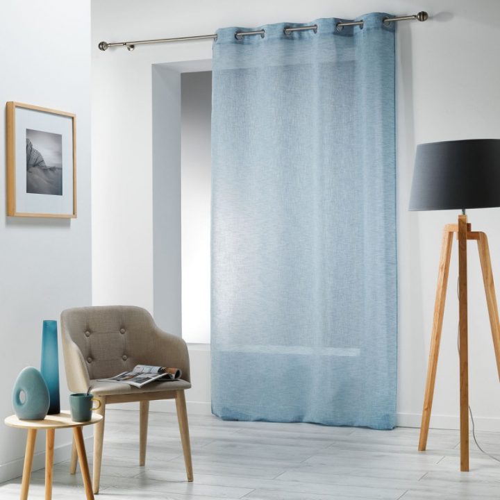 Rideau Voilage "Carlin" 140X280Cm Bleu intérieur Rideau Voilage Bleu