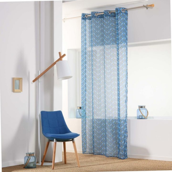 Rideau Voilage "Jodie" 140X240Cm Bleu à Rideau Voilage Bleu