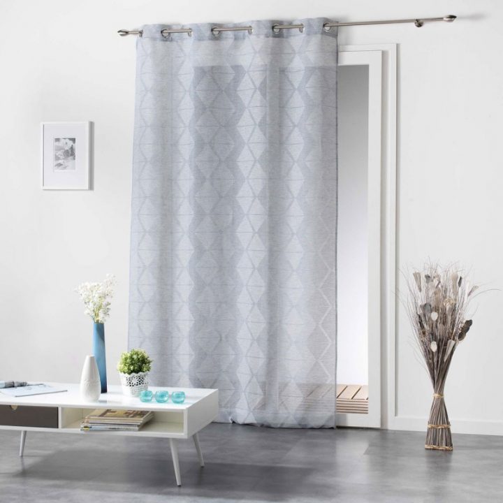 Rideau Voilage "Lozae" 140X240Cm Bleu concernant Rideau Voilage Bleu