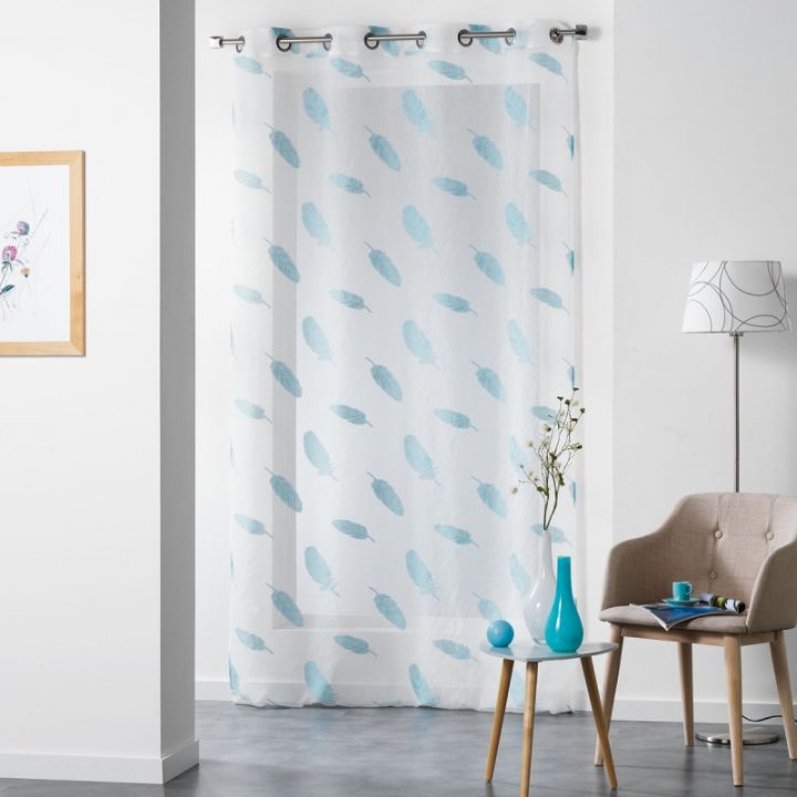 Rideau Voilage "Lyria" 140X240Cm Bleu pour Rideau Voilage Bleu