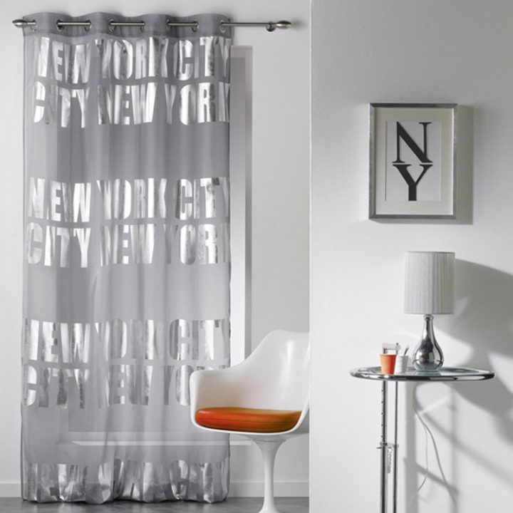 Rideau Voilage "New York Silver" 140X260Cm Gris dedans Rideau Parme Et Gris Rideau Voilage "New York Silver" 140X260Cm Gris dedans Rideau Parme Et Gris