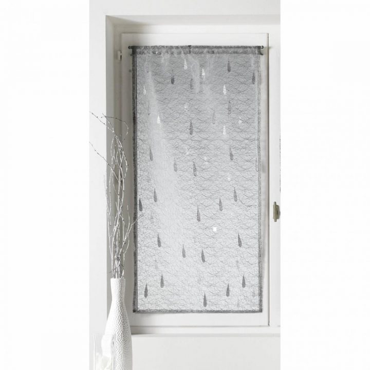 Rideau Voilage Passe-Tringle Motif Gouttes Jacquard Et pour Rideau Et Voilage Sur Même Tringle