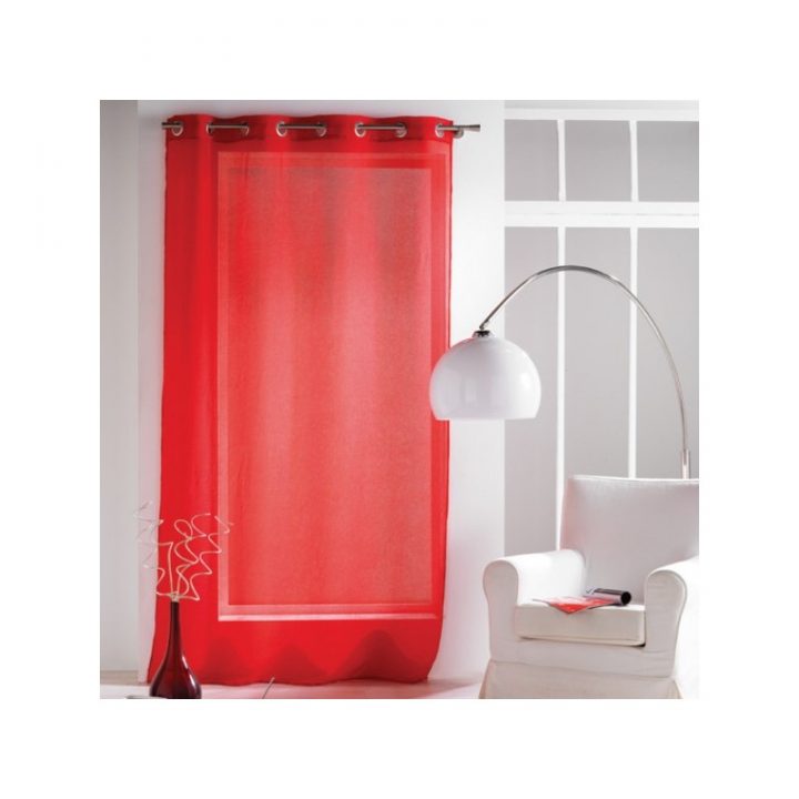 Rideau Voilage Rouge Uni À Oeillets 135 X 240 Cm Déco tout Rideau Hauteur 180
