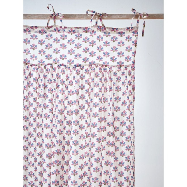 Rideau Voilage Tissu Indien Fleuri Rose/Bleu Cyrillus | La pour Rideau Indien