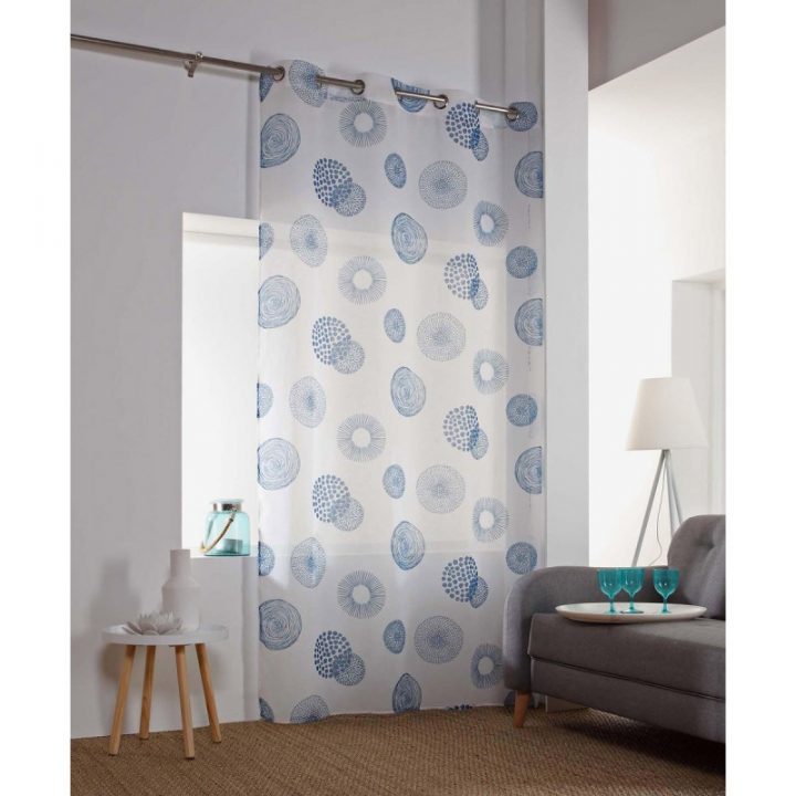 Rideau Voilage "Vega" 140X240Cm Bleu Navy dedans Rideau Voilage Bleu