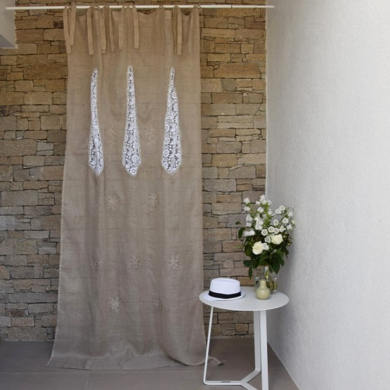 Rideau Voile De Lin Beige Modèle Nantes – Le Monde De Rose à Rideaux De Charme