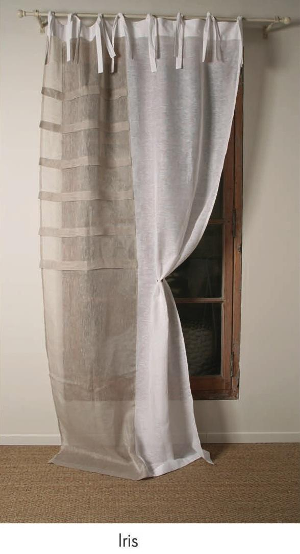 Rideau Voile De Lin Blanc Et Beige Modèle Iris – Le Monde dedans Rideau Gaze De Lin