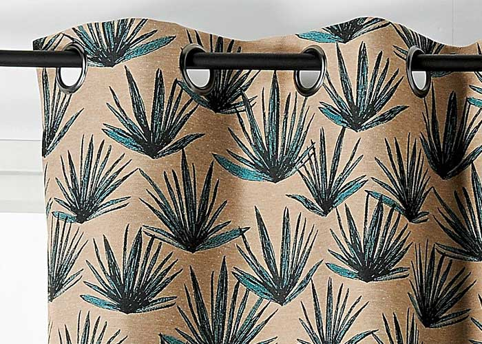 Rideau Zamal Motif Feuillage Tropical Tissu Upcyclé avec Rideaux Feuillage Tropical