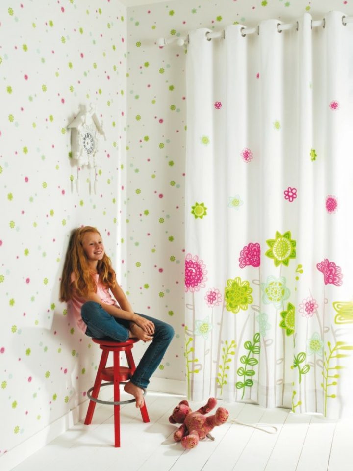 Rideaux-Chambre-Enfant-Idee-Rideau-Blanc-Motif – Ideeco tout Rideau Enfant Fille