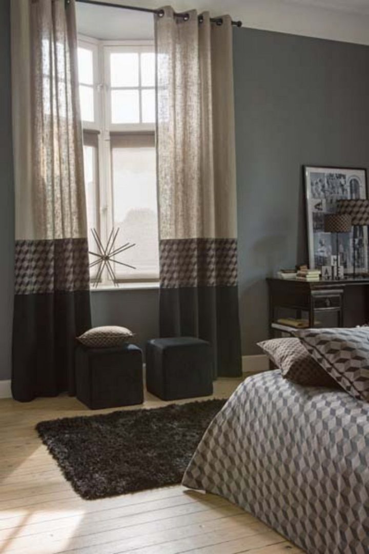 Rideaux En Confection Trio : Kubik, Lin Et Monaco Noir tout Rideaux Imprimes Idées Et Motifs