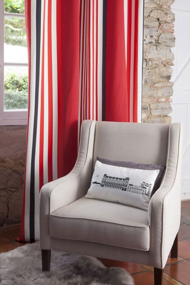 Rideaux En Coton Ainhoa Piment | Rideaux En Coton, Déco tout Rideaux Basque