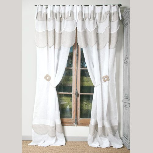 Rideaux Et Voilages : Rideau Pâquerette Lin Blanc avec Rideau Voilage Blanc Et Gris
