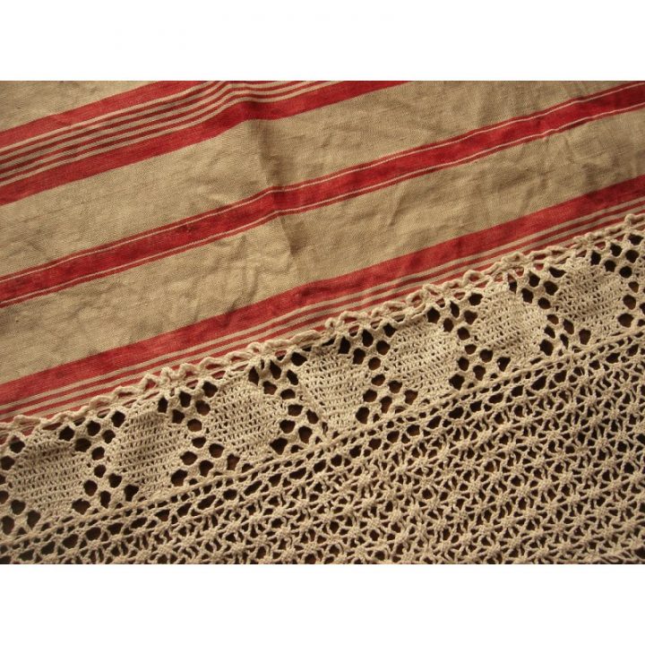 Rideaux Linges Anciens | Cantonnière Toile À Matelas Rouge tout Rideaux Anciens