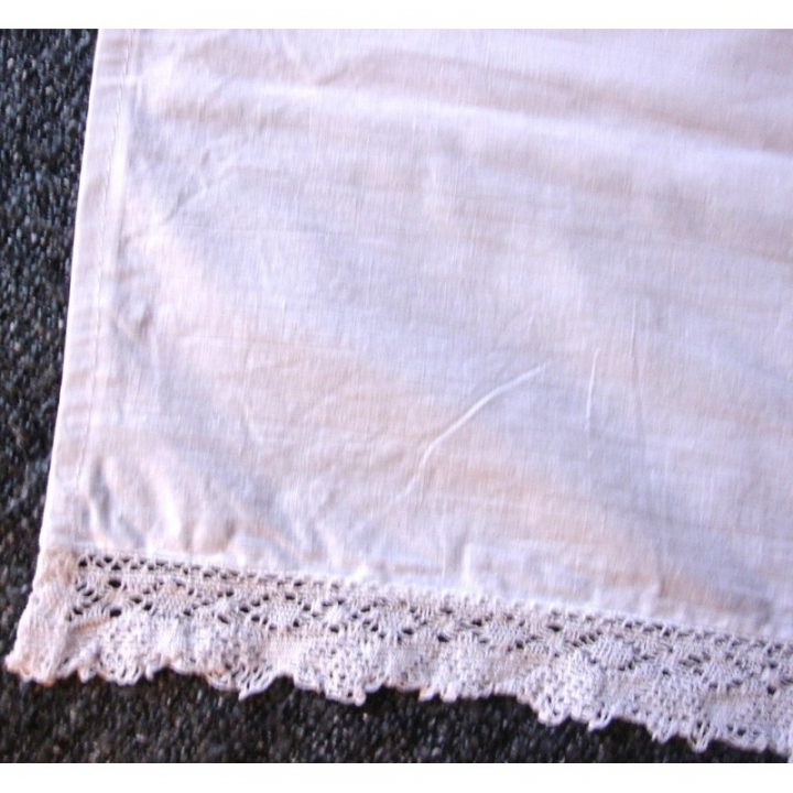 Rideaux Linges Anciens | Coton Blanc Dentelle + Fourreau destiné Rideaux Coton Blanc Oeillets