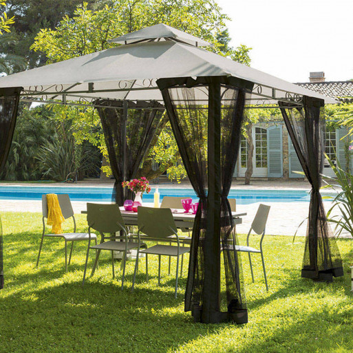 Rideaux Moustiq Fogo 3X3 Noir à Rideau Pour Tonnelle 3X3