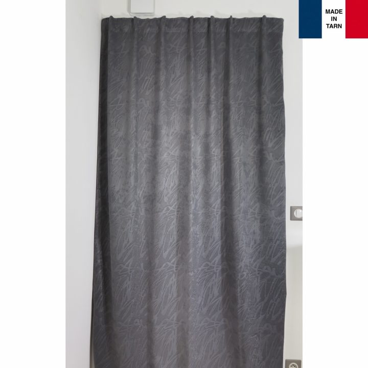Rideaux Ruflette Isolant Silia Gris Anthracite Pour intérieur Ruflette Pour Rideaux