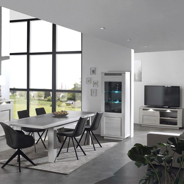 Salle À Manger Blanc Et Gris, Salle À Manger Moderne Complète à Salle A Manger Complete Moderne