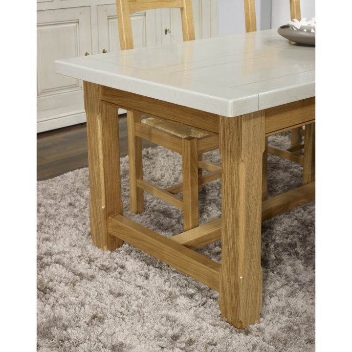 Salle À Manger Chêne Massif Blanc Et Chêne 180/280 Cm avec Salle À Manger Chêne Massif