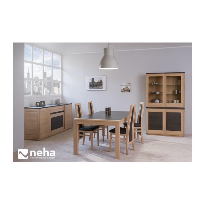 Salle À Manger Complète Chêne Massif Et Céramique Moderne destiné Salle A Manger Chene Clair Massif