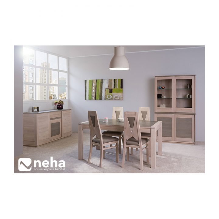 Salle À Manger Complète Chêne Massif Et Céramique Moderne encequiconcerne Salle A Manger Chene Clair Massif