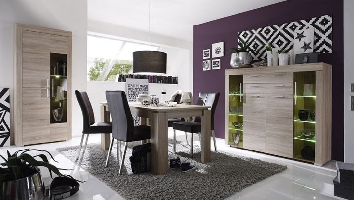 Salle À Manger Complète Contemporaine Couleur Chêne Clair dedans Salle A Manger Chene Moderne