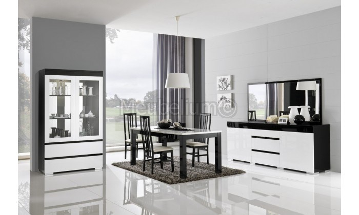 Salle À Manger Complète Design Laquée Blanche/Noir 100% intérieur Salle A Manger Italienne