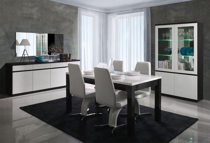 Salle À Manger Complète Moderne Franco Noir Et Blanc dedans Salle A Manger Complete Moderne
