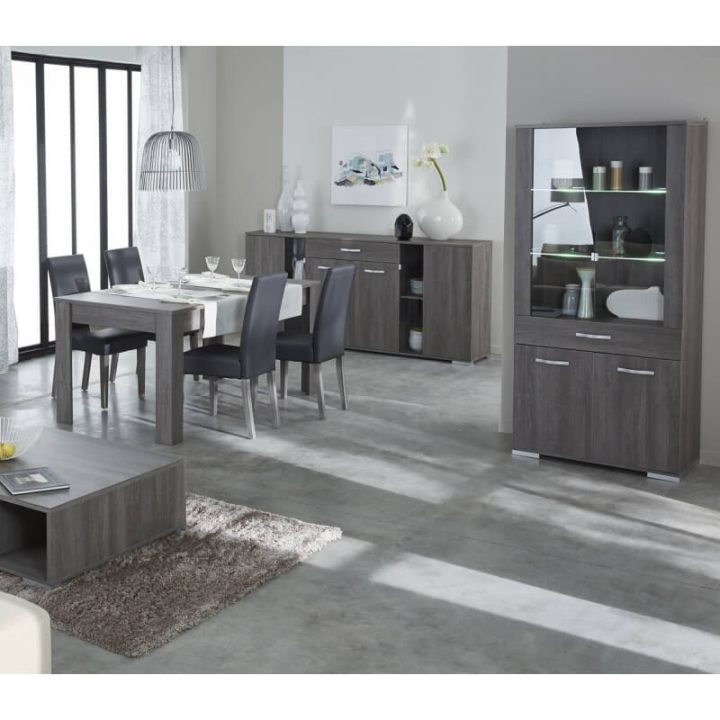 Salle À Manger Contemporaine Chêne Foncé Murano | Matelpro avec Salle A Manger Complete Moderne