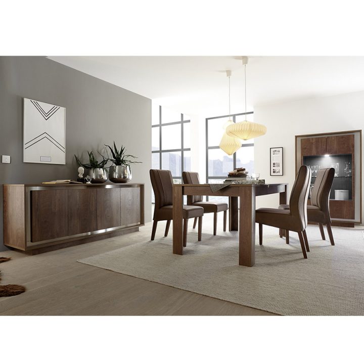 Salle A Manger Couleur Bois Et Chrome | Sofamobili encequiconcerne Salle A Manger Complete But