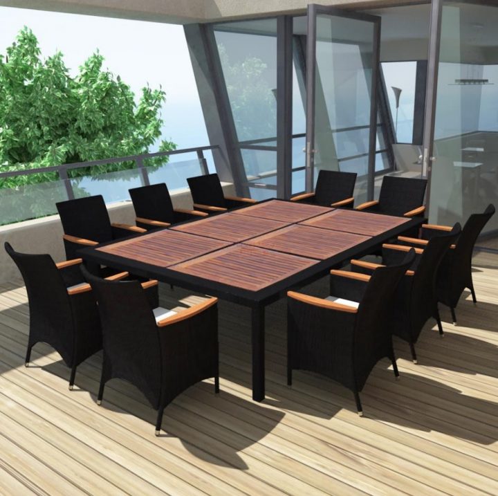 Salle À Manger De Jardin En Poly-Rotin Noir Charleston intérieur Salle A Manger De Jardin