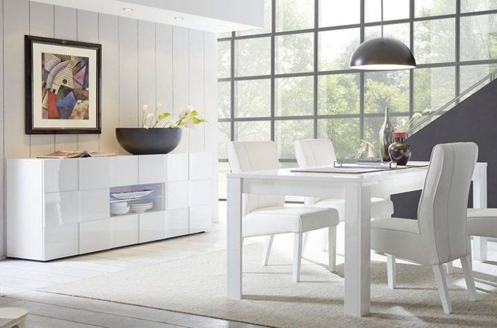 Salle À Manger Design Blanc Laqué Atmore En 2019 | Salle A intérieur Tableau Décoration Salle À Manger