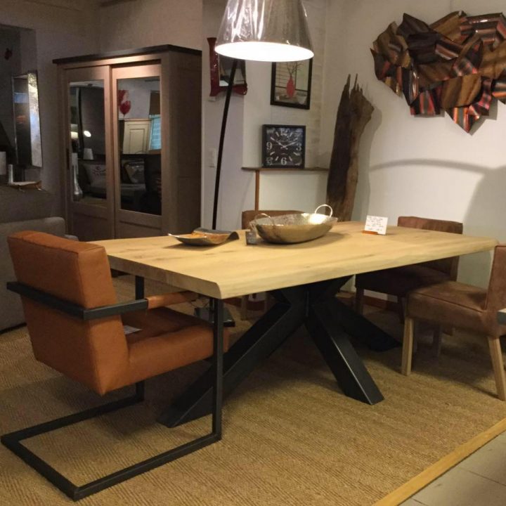 Salle A Manger Design Table Industriel Plateau Bois Pied Metal à Table Salle A Manger Bois Et Metal