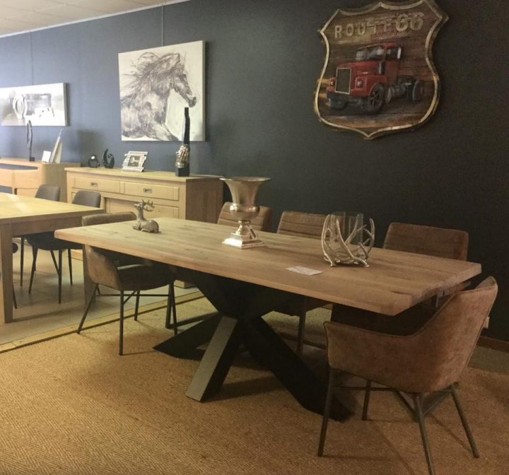 Salle A Manger Design Table Trunk Industriel Plateau Bois tout Table De Salle À Manger Industrielle
