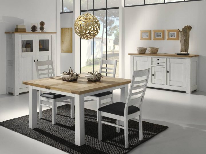 Salle A Manger Whitney Table Carree Chene Massif Teinte Au à Table Carree 140X140 Salle Manger