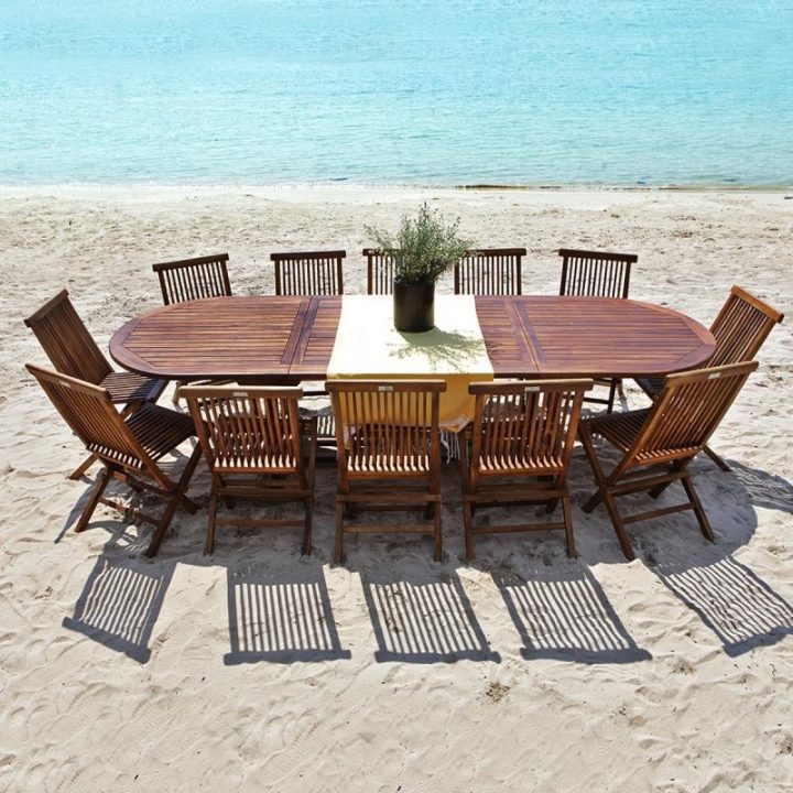 Salon De Jardin En Bois De Teck Huilé Bali 10/12 P – Salle serapportantà Salle A Manger De Jardin