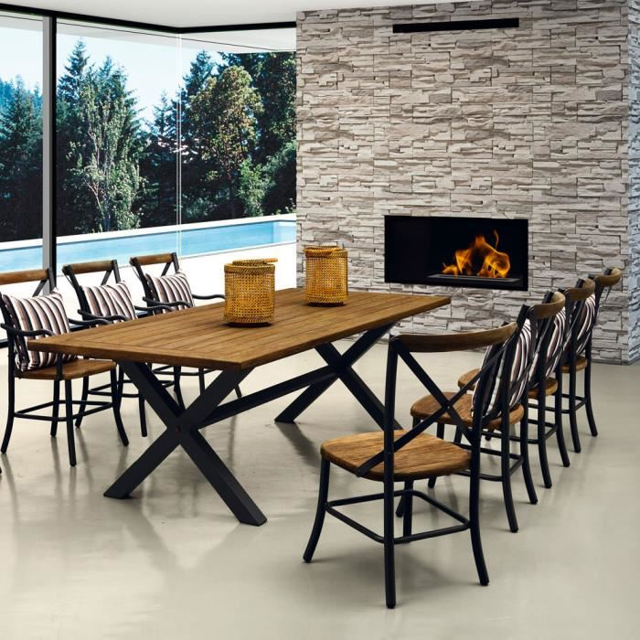 Salon De Jardin En Teck Et Aluminium – Mailleraye.fr Jardin pour Ensemble Salon Salle A Manger