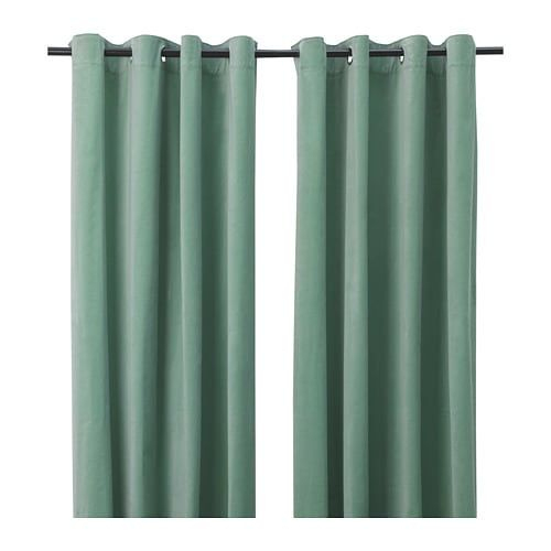 Sanela Rideaux, 2 Pièces – Vert Clair Avec Oeillets avec Rideaux Sanela