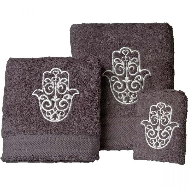 Serviette De Bain Personnalisée Main De Fatma, Brodé intérieur Serviette De Toilette Personnalisée
