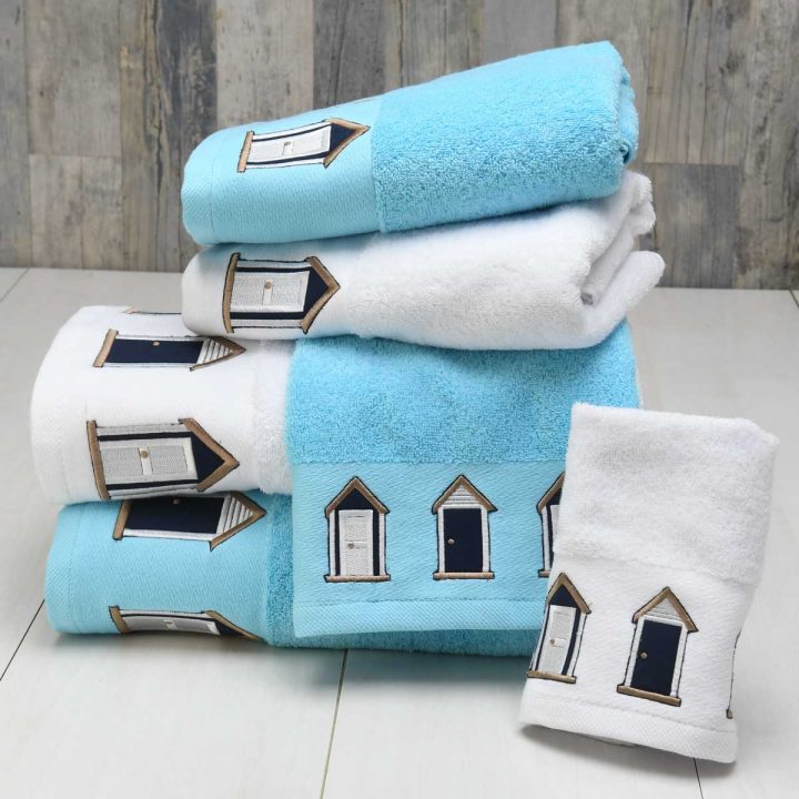 Serviette De Toilette 50X100Cm Brodée Cabines, Serviettes tout Serviette De Toilette Personnalisée