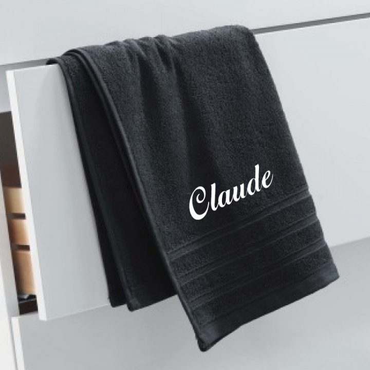 Serviette De Toilette Personnalisée 50 X 90 Cm – Noir pour Serviette De Toilette Personnalisée