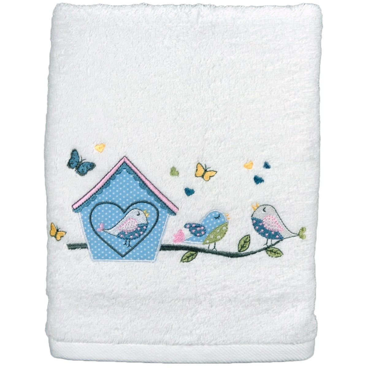 Serviette De Toilette Personnalisée Brodée Lovely Bird avec Serviette De Toilette Personnalisée
