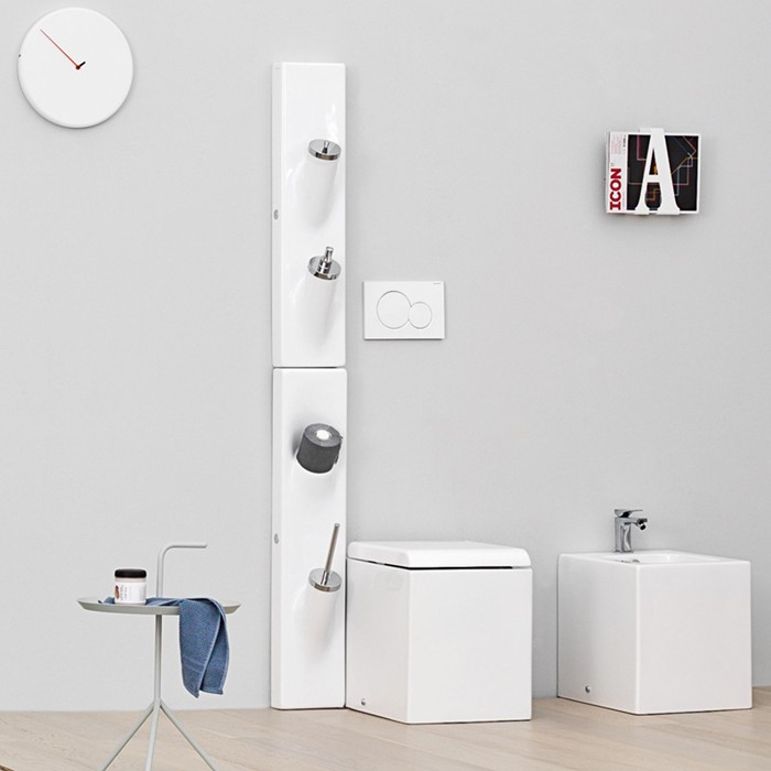 Set Mural Porte Rouleau Papier Wc Et Brosse Wc Sotto, Artceram intérieur Porte Papier Toilette Design