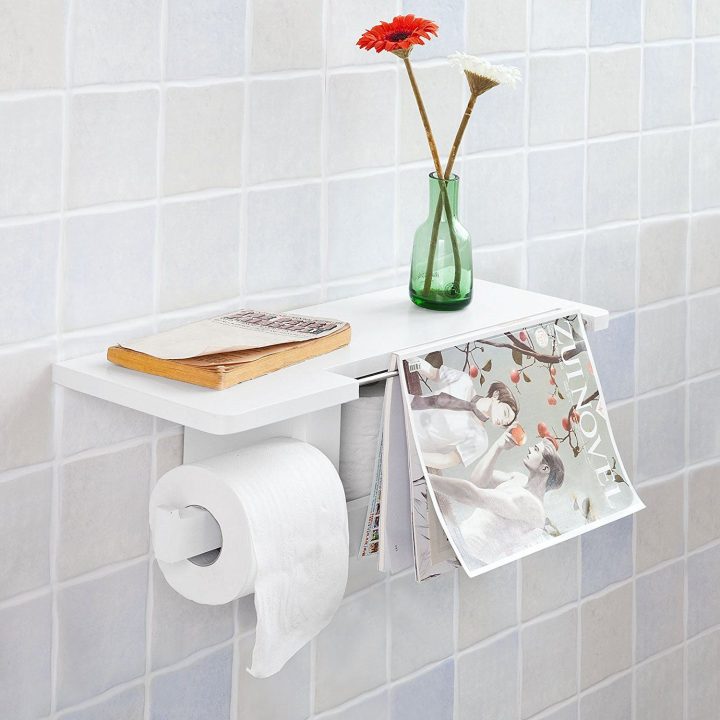 Sobuy® Frg175-W Dérouleur Papier Toilette – Distributeur pour Meuble Mural Toilette