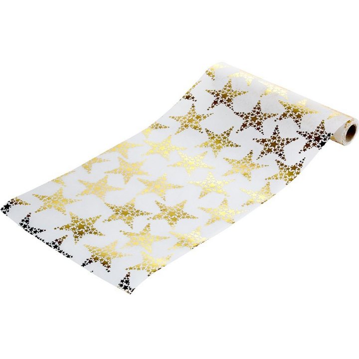 Soldes – Chemin De Table Blanc Motif Étoiles Dorées avec Chemin De Table Jetable Gifi