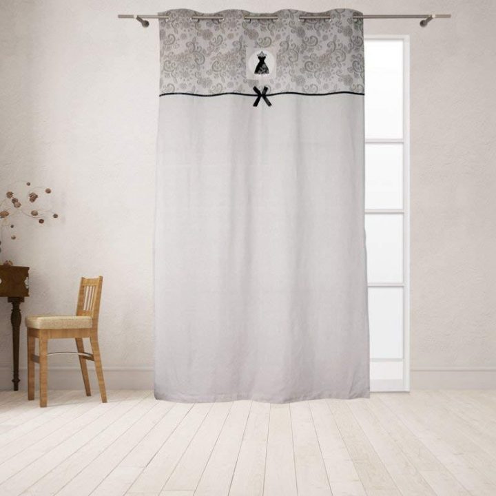 Soleil D'Ocre, Rideau En Coton Black Dress, 140X240Cm pour Rideau Gris Noir
