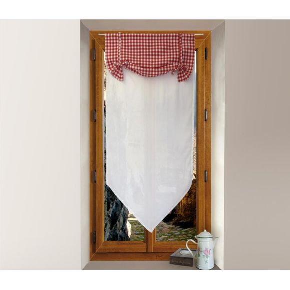 Soleil D'Ocre – Un Store Droit Brise Bise Rideau Voile avec Rideau Vichy Soleil D'Ocre – Un Store Droit Brise Bise Rideau Voile avec Rideau Vichy