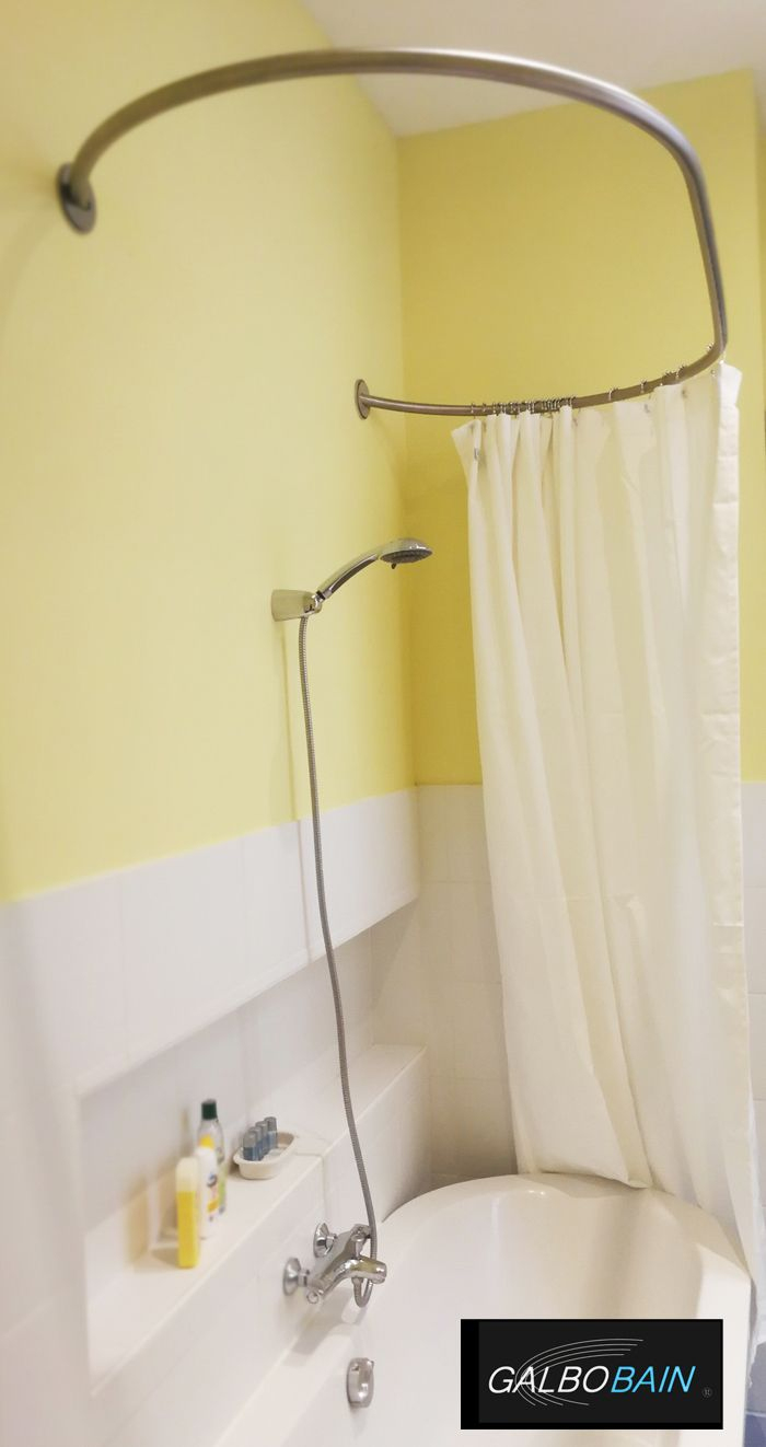 Solution Barre De Rideau De Douche Galbobain Ovale Murale destiné Support Rideau De Douche