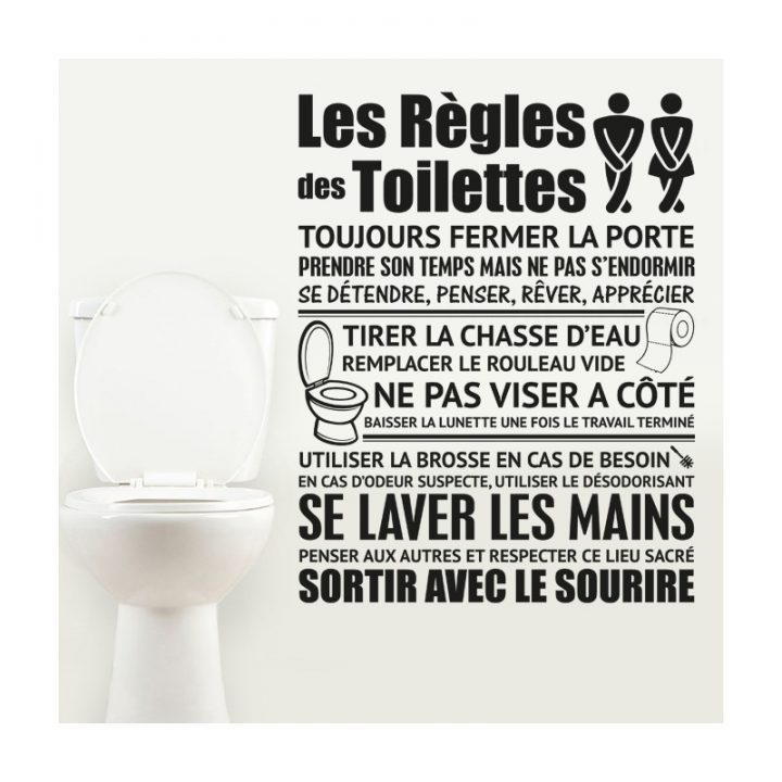 Sticker Les Règles Des Toilettes – Stickers Muraux pour Affiche Toilettes Propres