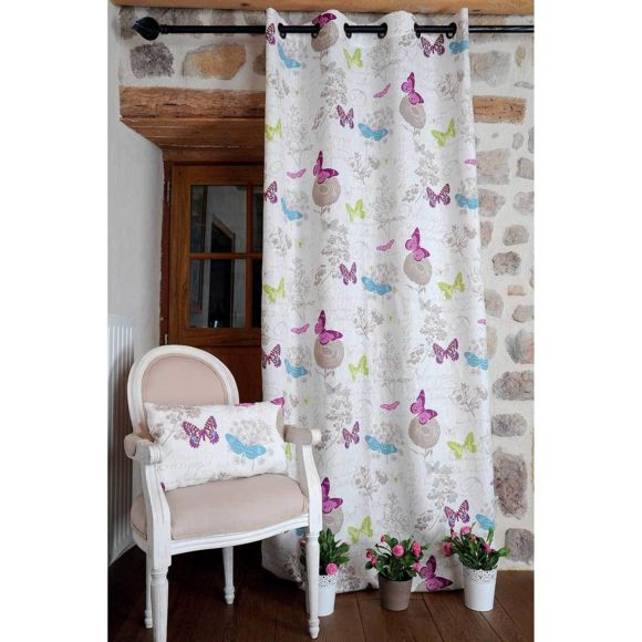 Stof – Rideau Butterfly 100% Lin 135 X 250 Cm Blanc – Pas dedans Rideaux Carrefour