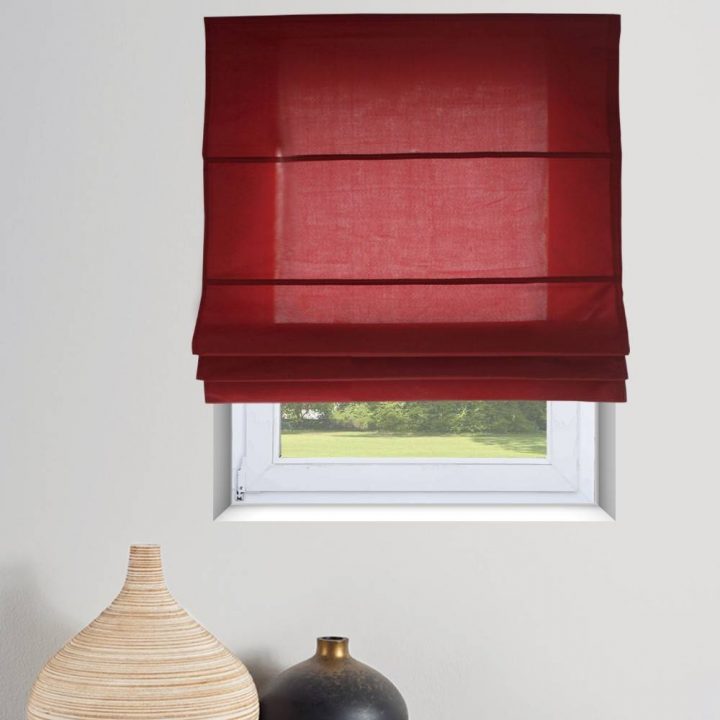 Store Bateau Tamisant Taffetas Rouge à Rideau Store Bateau